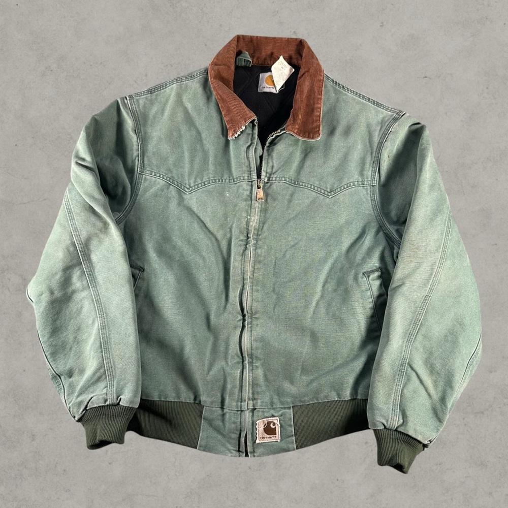 Vintage Carhartt Jacket Mens Large Light Mint‎ Green 90s Sante Fe JQ2394 Bomber